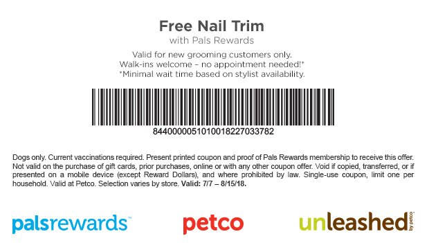 FREE Pet Nails Trim At Petco for pals 