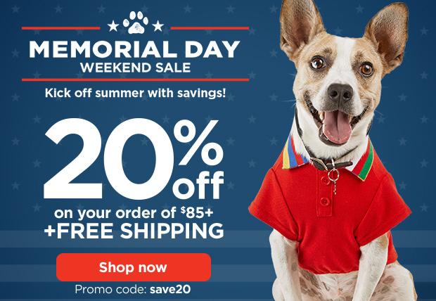 Memorial Day Weekend Sale. Kick off summer with savings! 20% off on your order of $85+ plus Free shipping. Promo code: save20. Shop now.