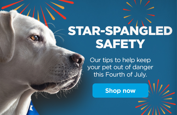 Star-spangled safety. Our tips to help keep your pet out of danger this Fourth of July. Shop now.