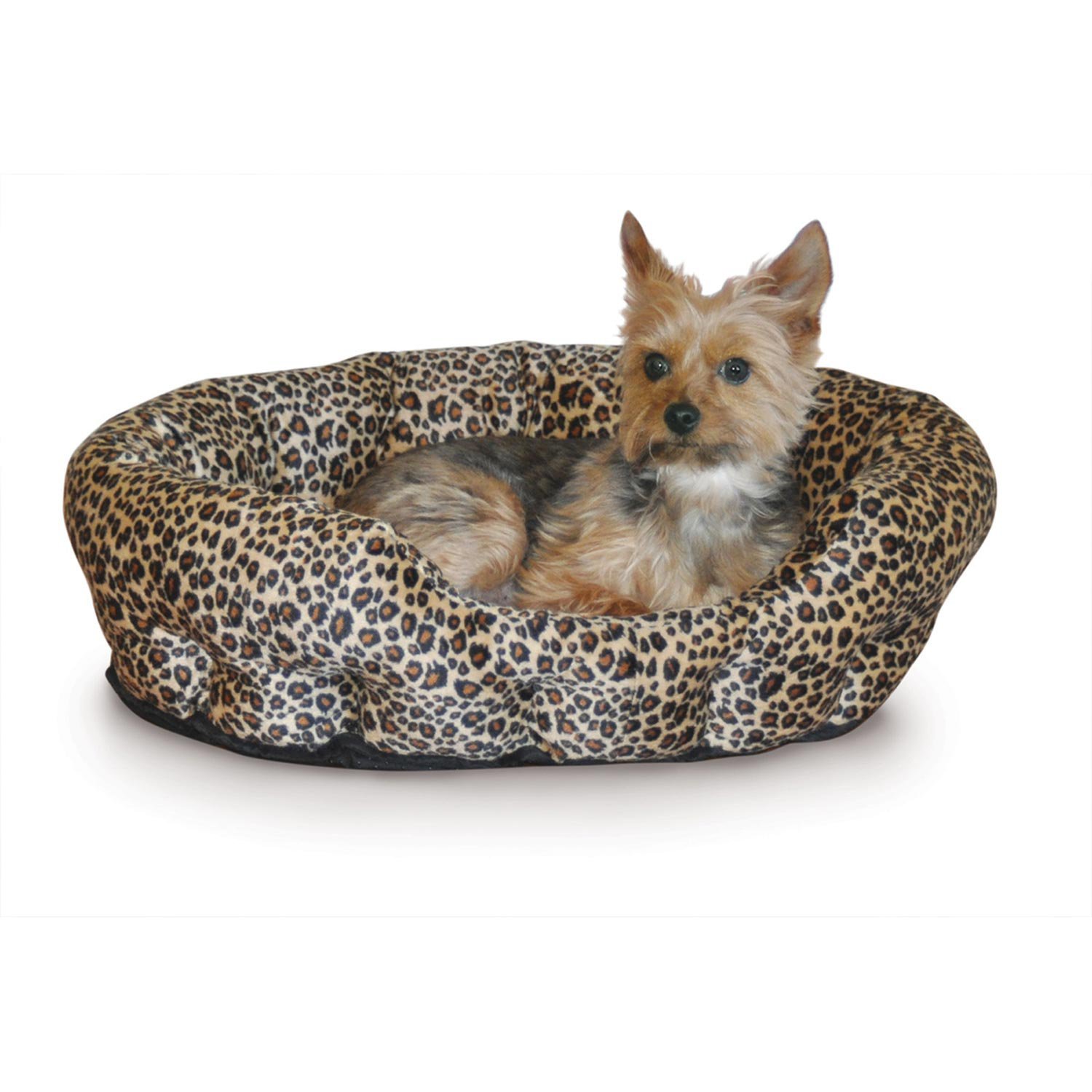 K&H SelfWarming Nuzzle Nest Dog Bed in Brown Leopard Petco