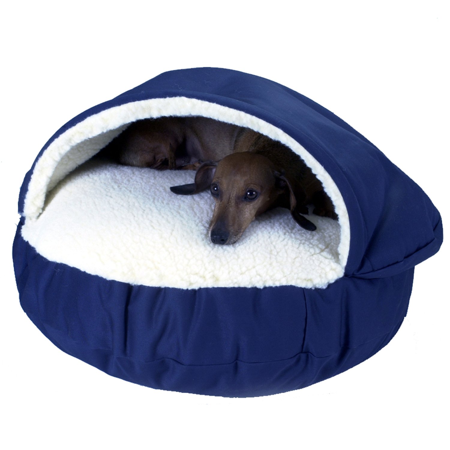 Snoozer Orthopedic Cozy Cave Pet Bed in Navy & Cream Petco