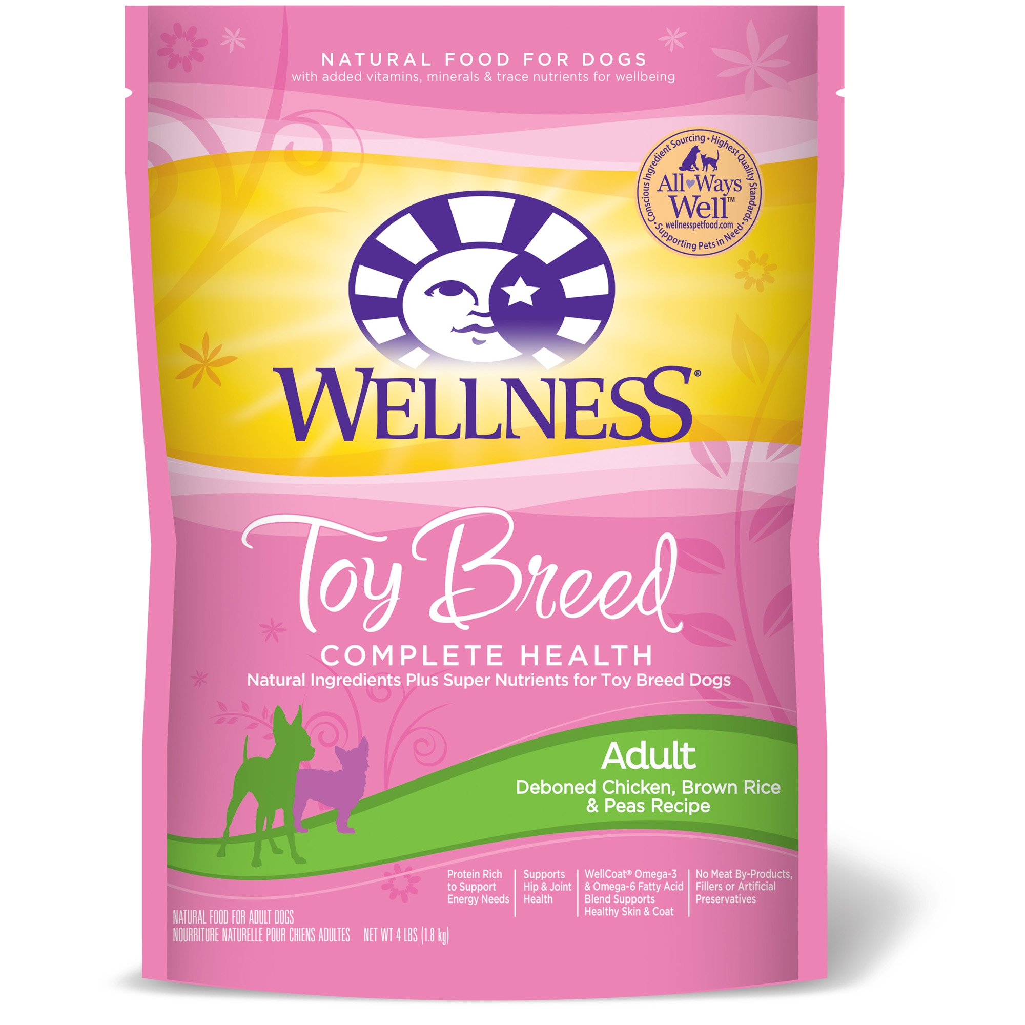 Wellness Toy Breed Complete Health Chicken Brown Rice & Peas Adult Dog 