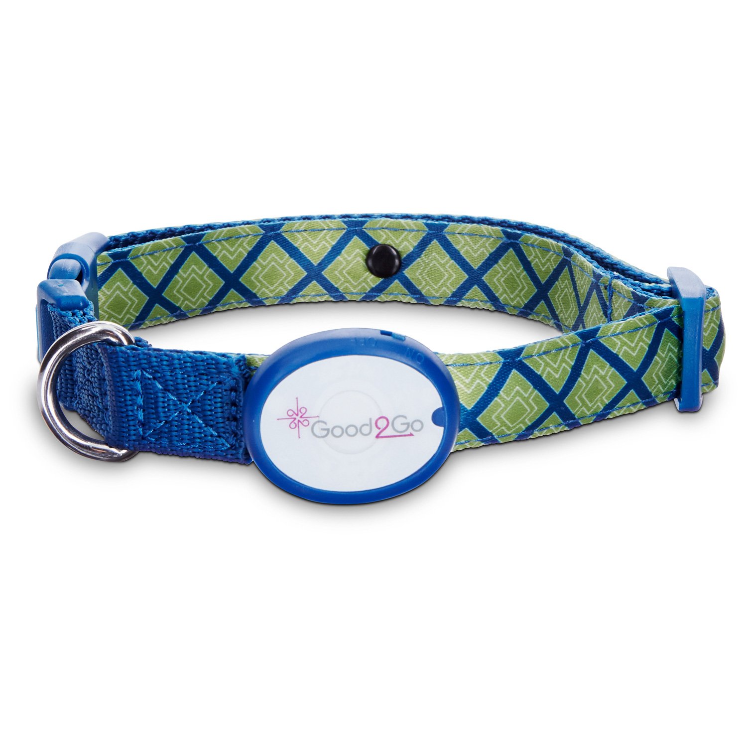 UPC 800443962213 product image for Good2Go Blue & Green Geometric Square Print Light-Up LED Dog Collar, For Necks 1 | upcitemdb.com