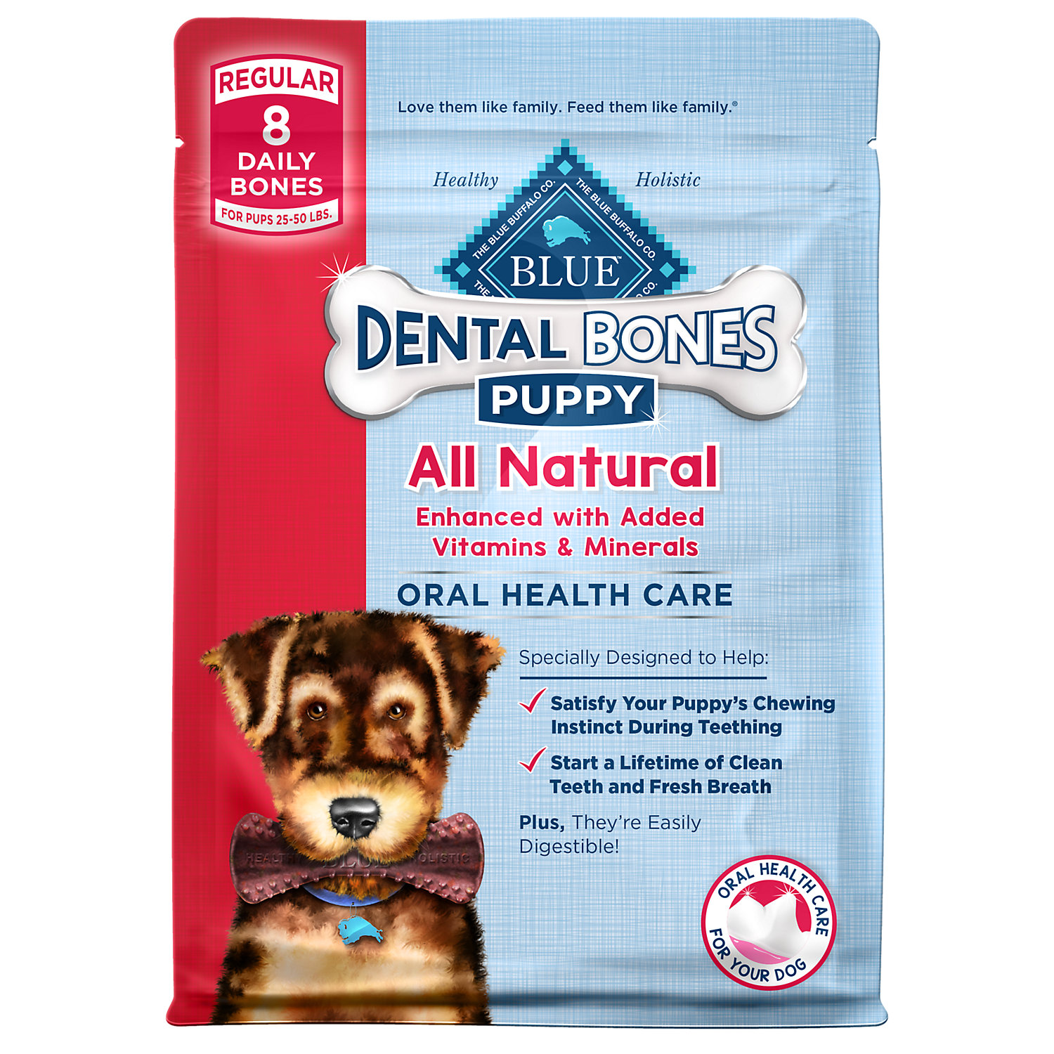 Blue Buffalo Regular Puppy Bones Dental Dog Treats, 12 oz