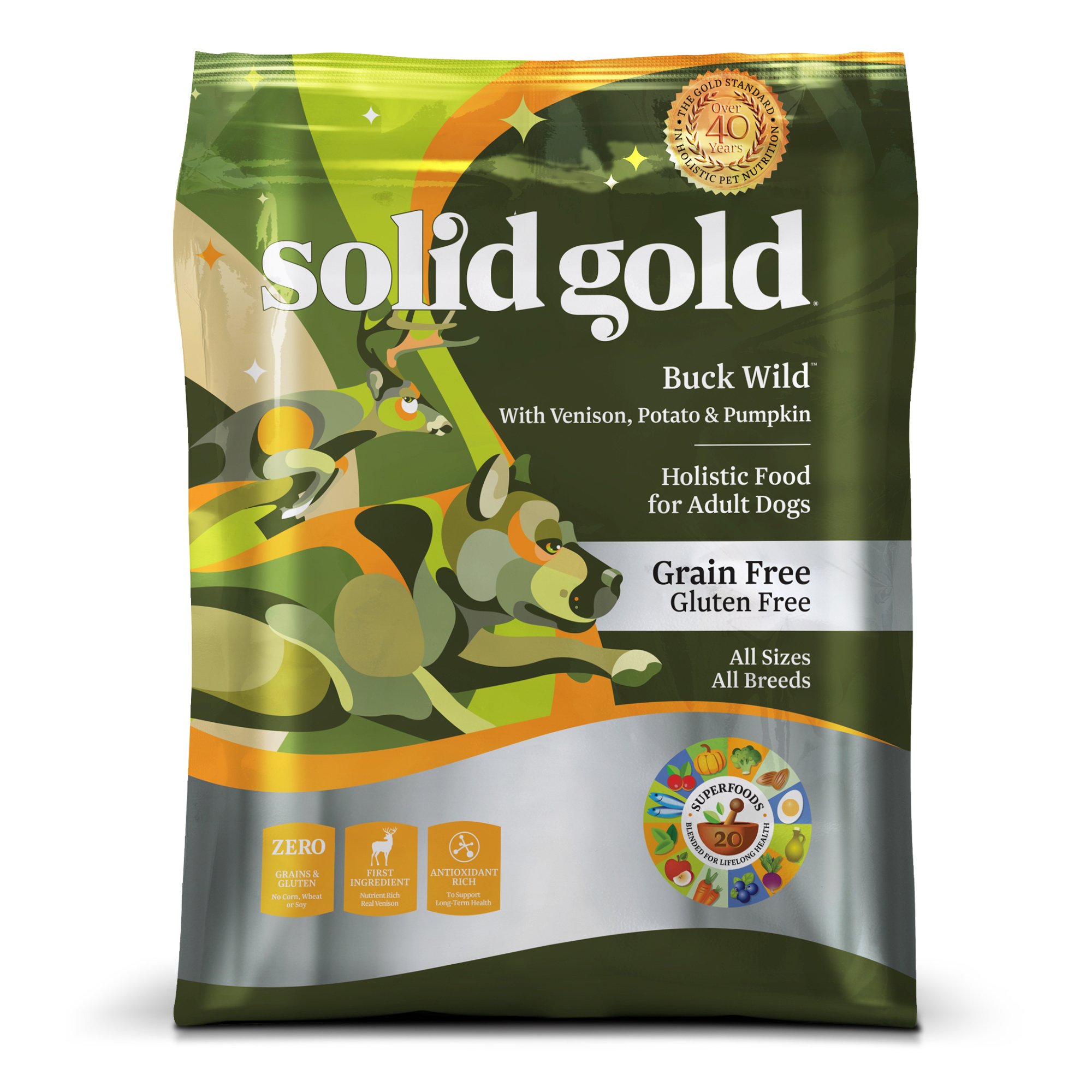 Solid Gold Buck Wild Grain and Gluten Free Dry Dog Food, Venison