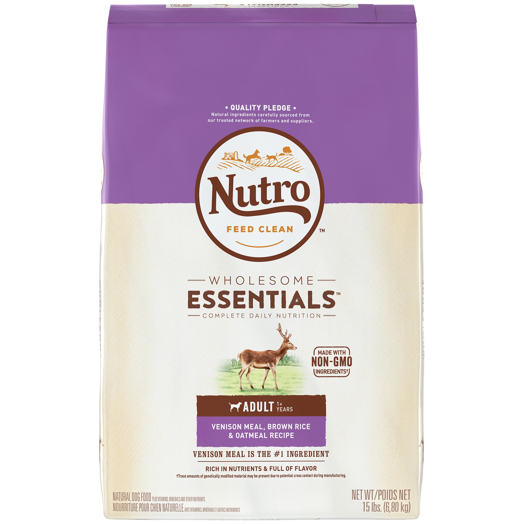 Nutro Venison Meal, Whole Brown Rice & Oatmeal Adult Dog Food, 5 lbs