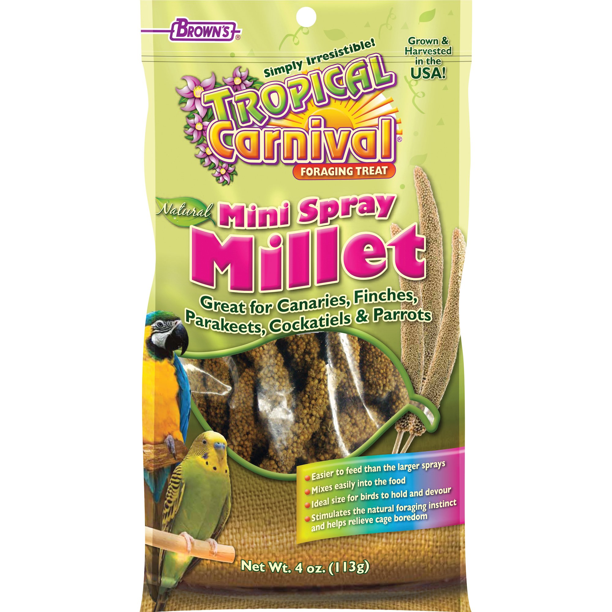 Brown's Tropical Carnival Natural Mini Spray Millet Bird Treats Petco