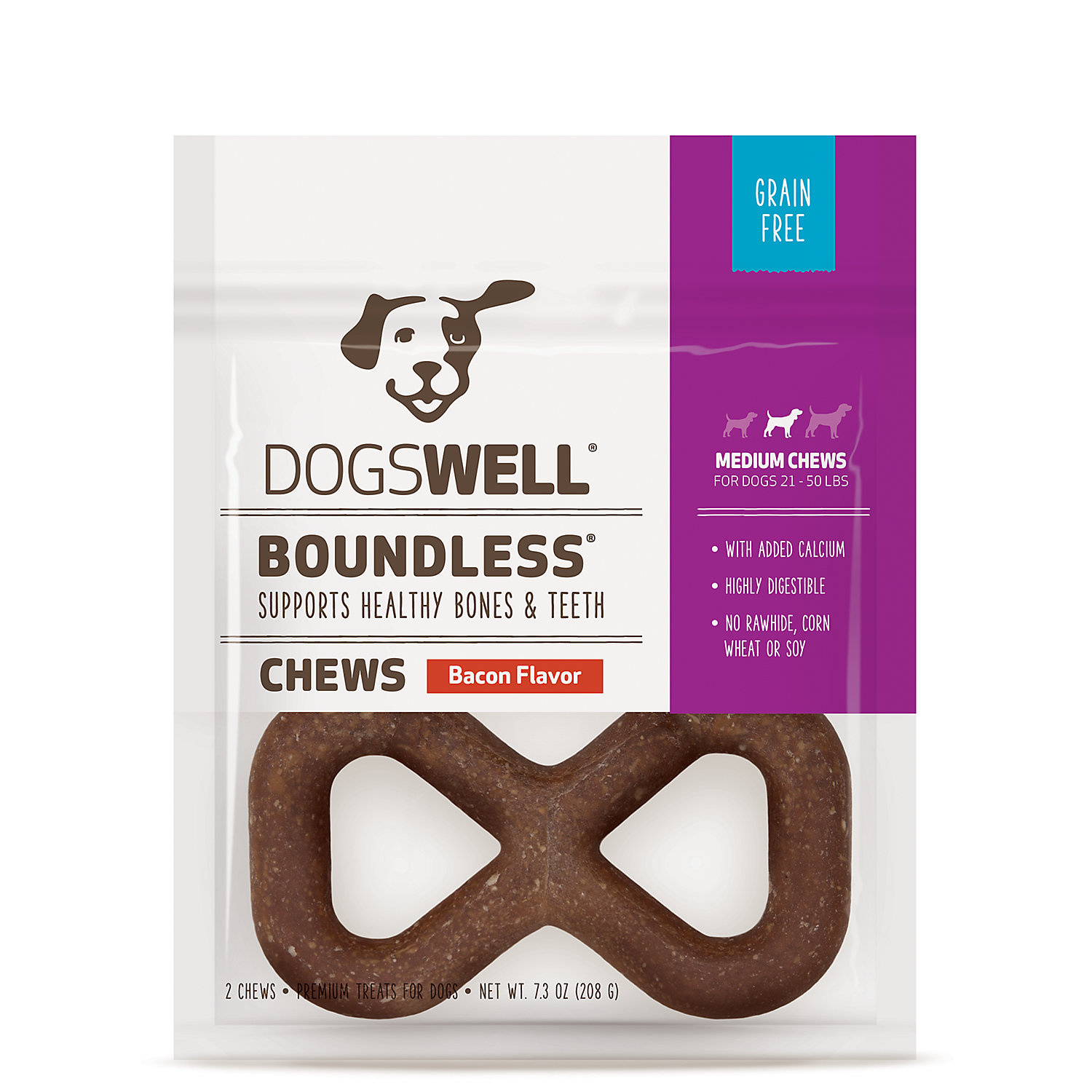 Dogswell Boundless Medium Bacon Dog Chews