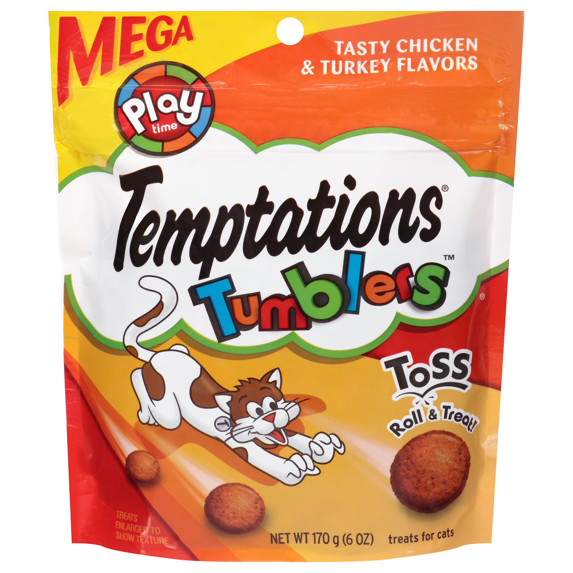 UPC 023100109299 product image for TEMPTATIONS TUMBLERS Chicken & Turkey Flavor Cat Treats, 6 oz. | upcitemdb.com