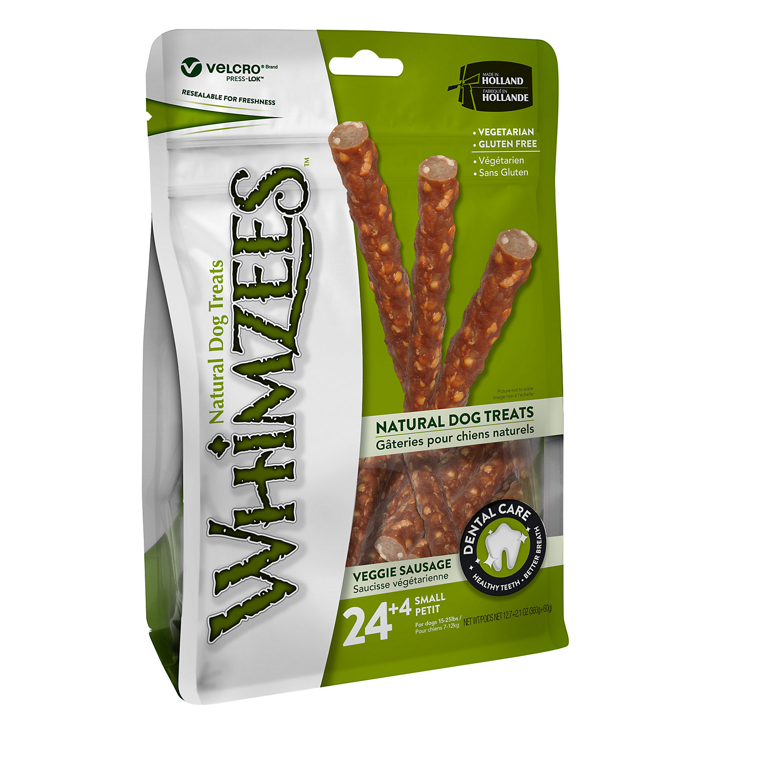 Whimzees Small Veggie Sausage Dog Treats, 28-count