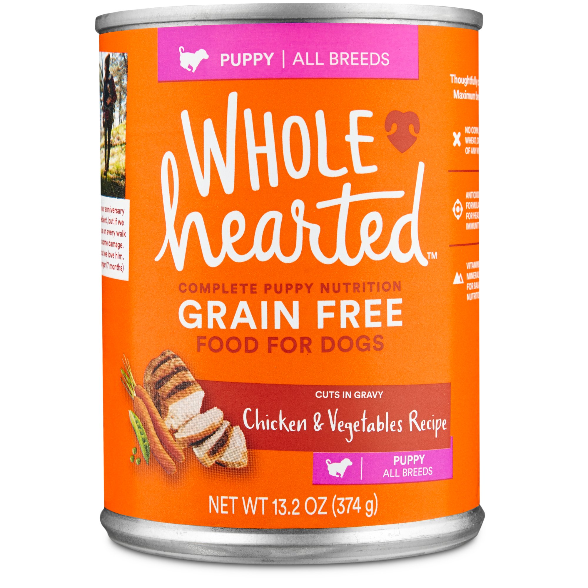 WholeHearted Puppy Food Grain Free Chicken Vegetables Canned Cuts In Gravy Petco