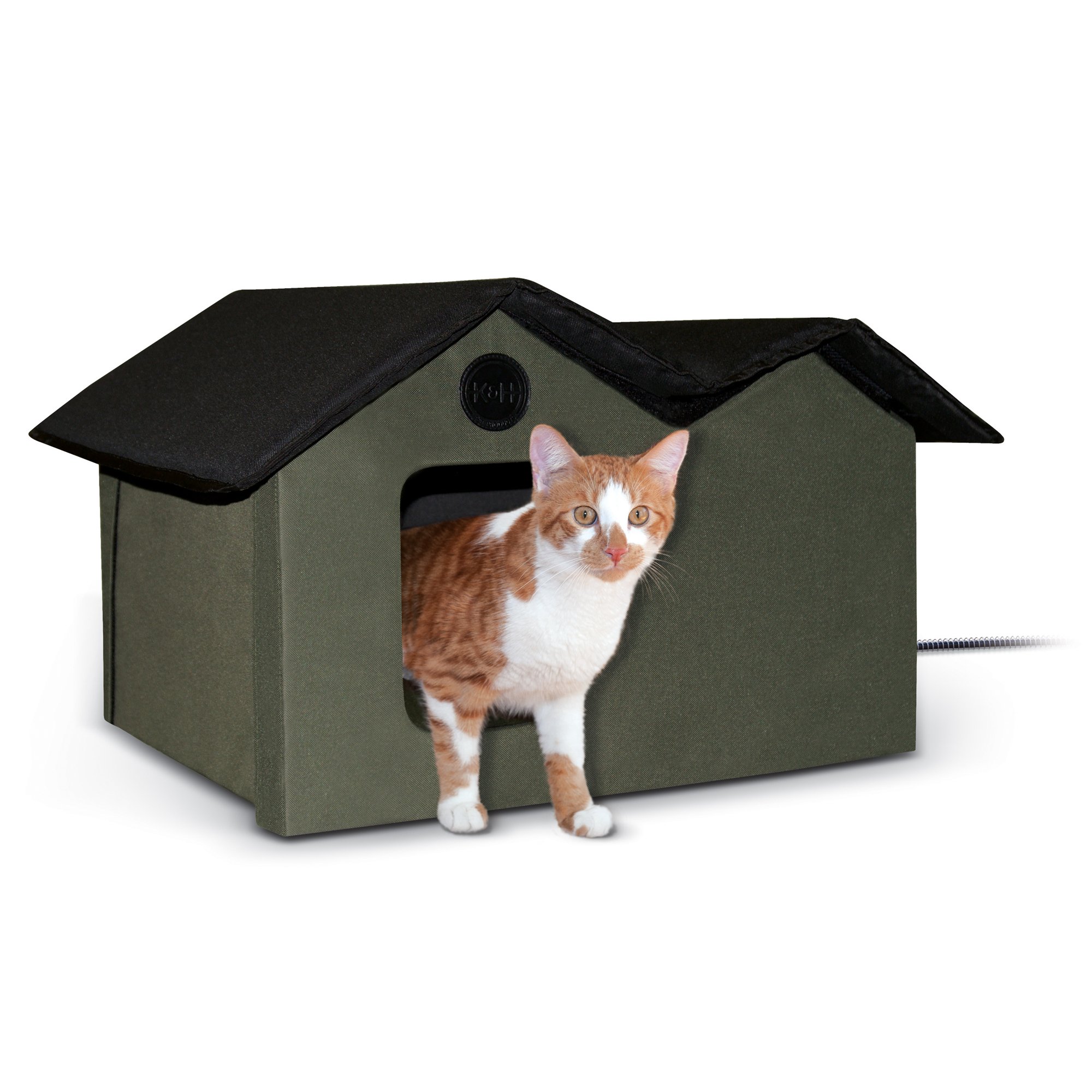 K&H Olive and Black Outdoor Heated Cat House Petco