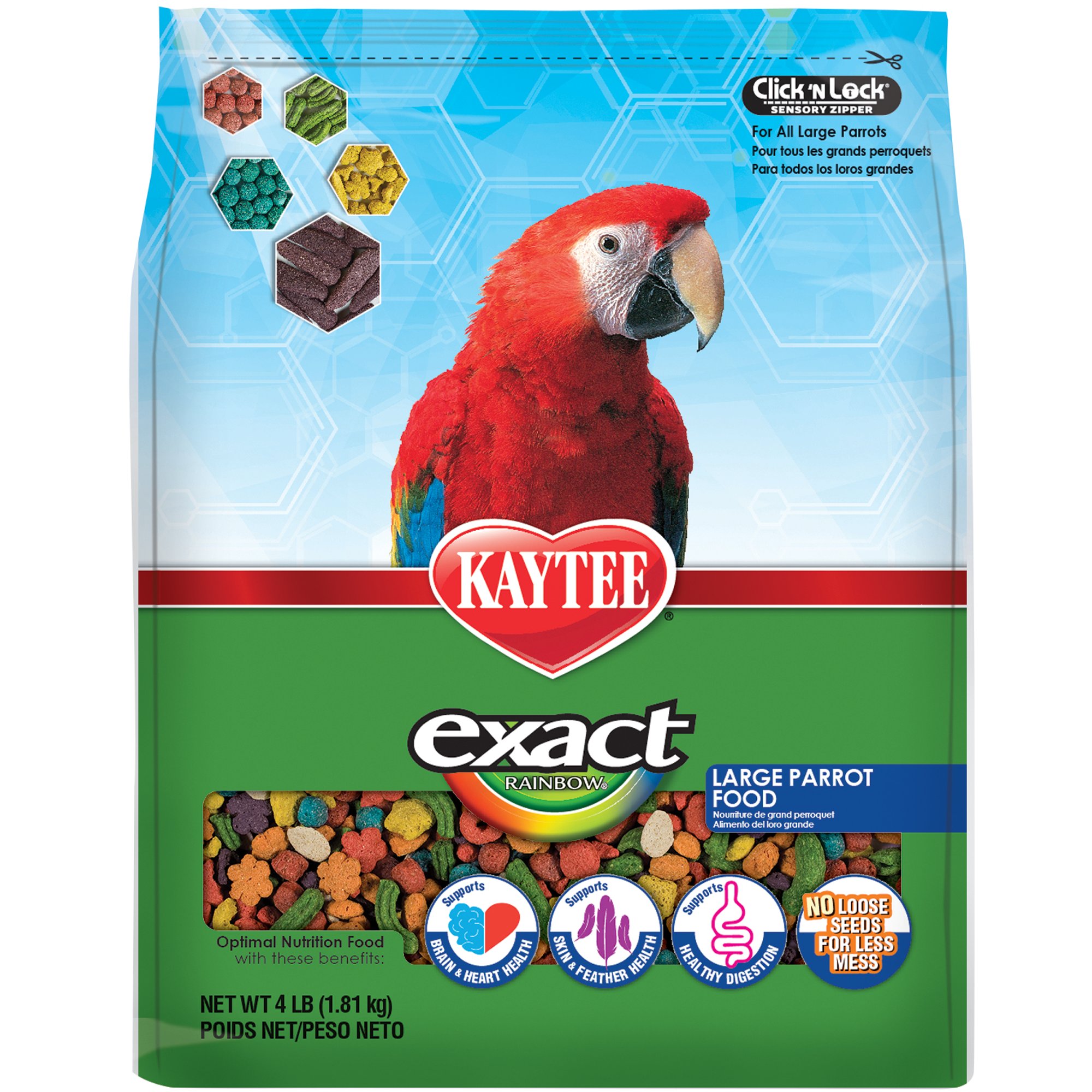 Kaytee Exact Rainbow Chunky Premium Daily Nutrition for Large Parrots