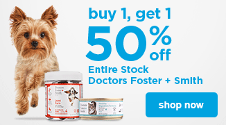 buy 1, get 1 50% off entire stock of Doctors Foster + Smith - shop now