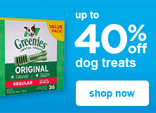 up to 40% off dog treats - shop now