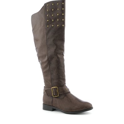 Yoki Romona womens western/riding knee high low heel boot