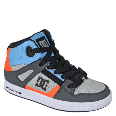 DC Youth Rebound Kids Gray Orange and Blue Athletic Skate Sneaker Shoe