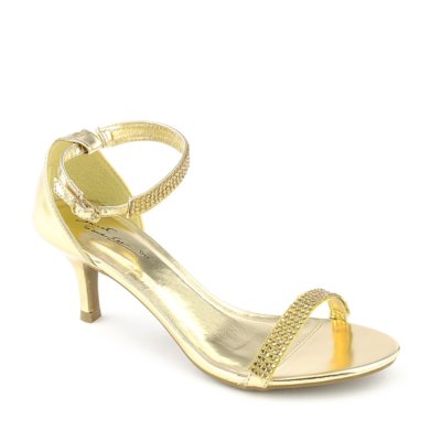 gold short heel shoes