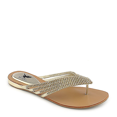 Shiekh Kylie-09 gold flat jeweled thong sandal