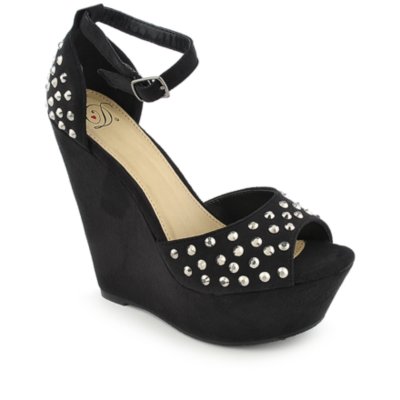 Delicious SpiceS black platform wedge dress shoe