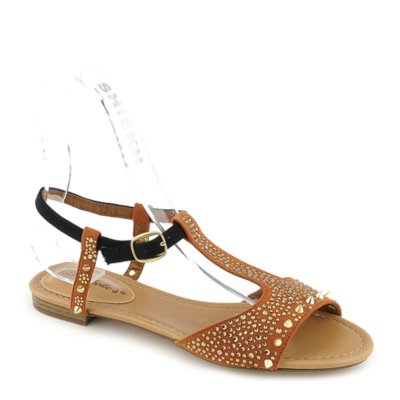 Breckelle's Deena-01 tan flat jeweled sandal