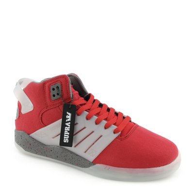 red mid top sneakers