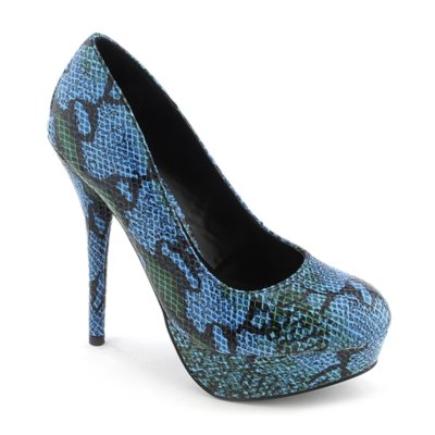 Delicious JonesS blue platform animal print pump