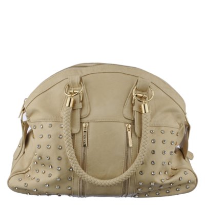 beige studded bag