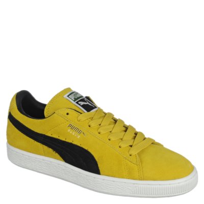 black and yellow puma suede