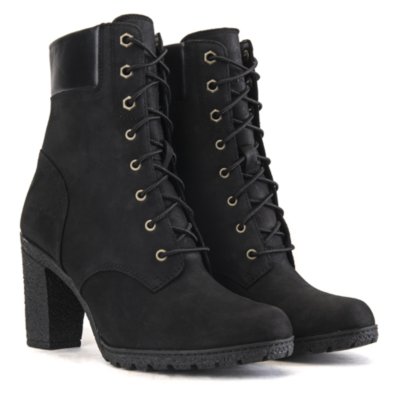 black timberland high heel boots