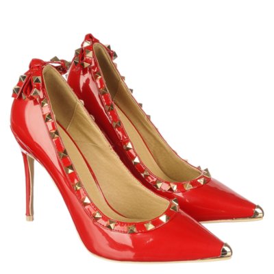 red studded high heels