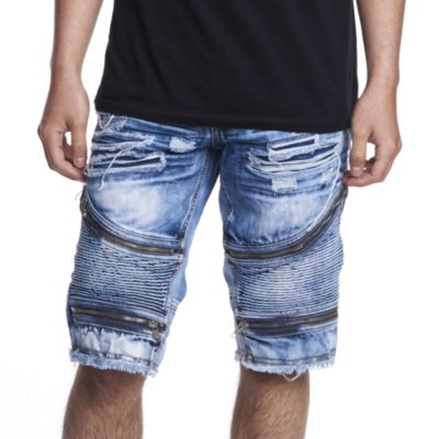 Men's Moto Denim Shorts Blue Shiekh Shoes
