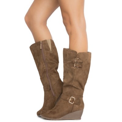 womens mid calf wedge boots