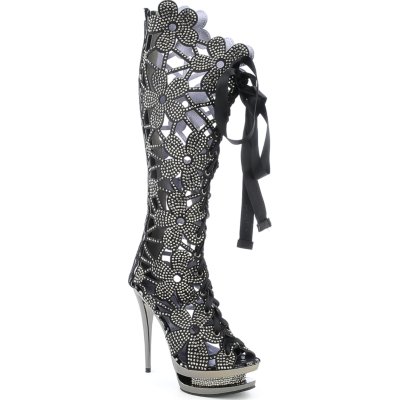 Lady Couture Fantastic womens cut out kneehigh high heel platform boot