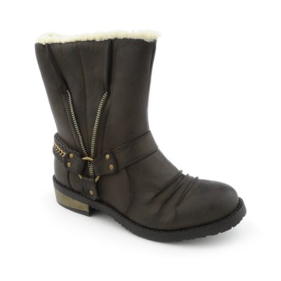 Yoki Piper womens low heel fur midcalf riding boot