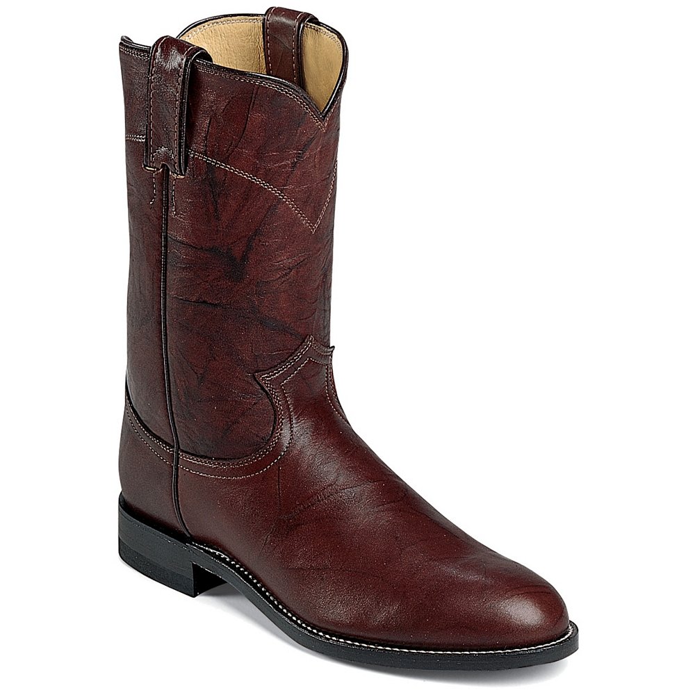 Justin Menâs Ropers Dark Brown Marbled Deerlite Cowboy Boots | Divanti