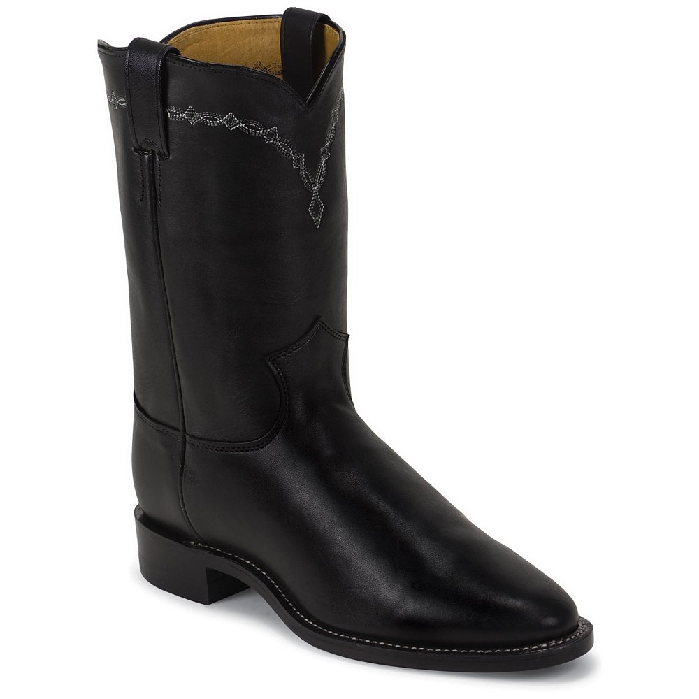 Justin Men's Ropers Royal Black Cowhide Cowboy Boots