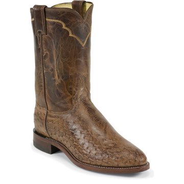 Justin Boots Exotics Antique Brown Vintage Smooth Ostrich - 3291
