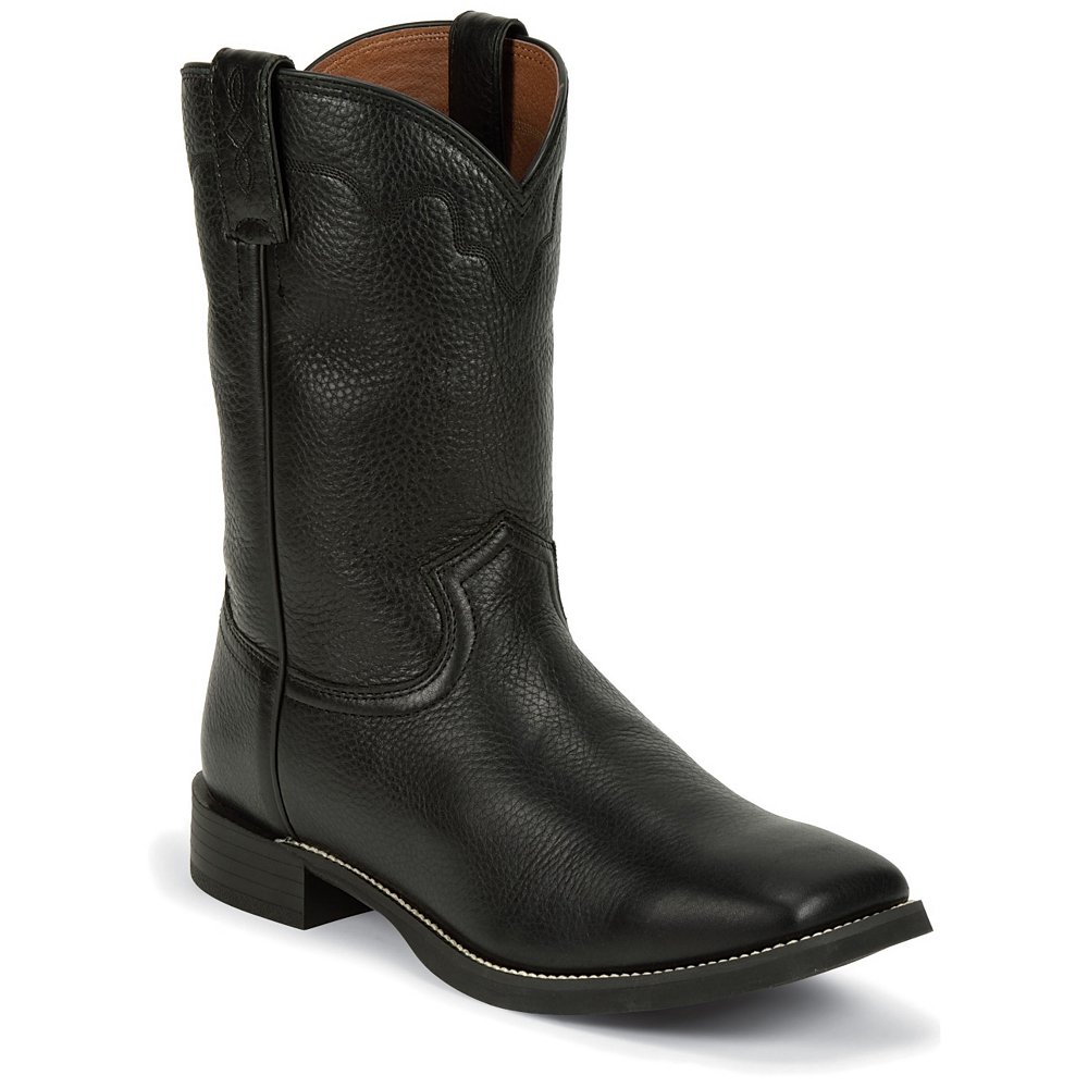 mens roper boots black