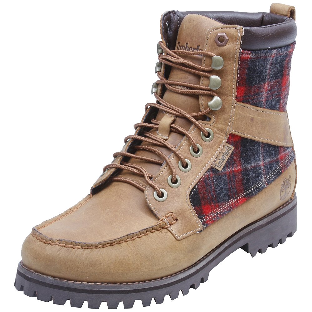 Timberland Newmarket 9-Eye Moc Toe Leather with Woolrich Fabric