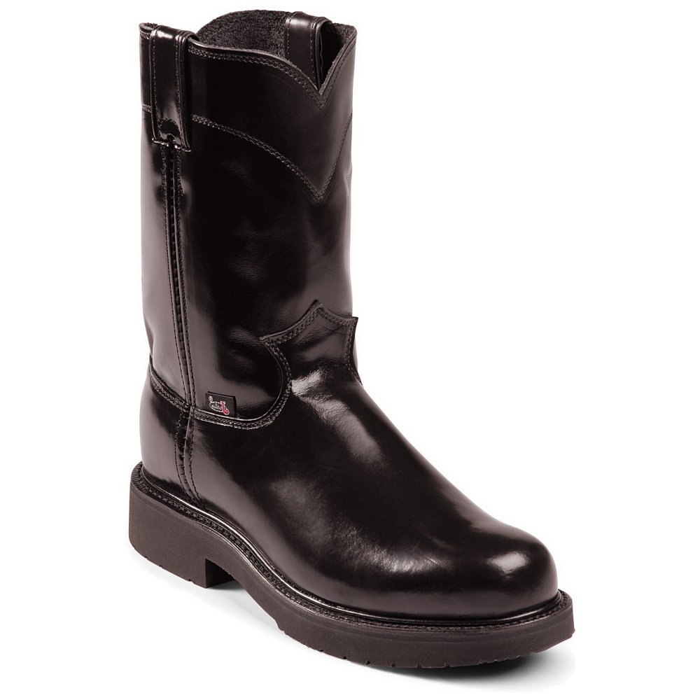 Justin Men's Black Melo Veal Work Boots