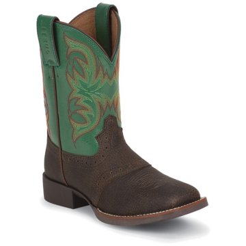 Justin Boots Stampede&trade; Brown Oiled Grubstake W/Perfed Saddle