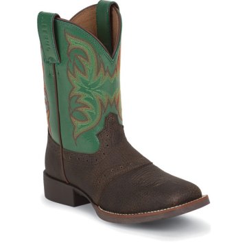 Justin Boots Stampede&trade; Brown Oiled Grubstake W/Perfed Saddle - 7201JR