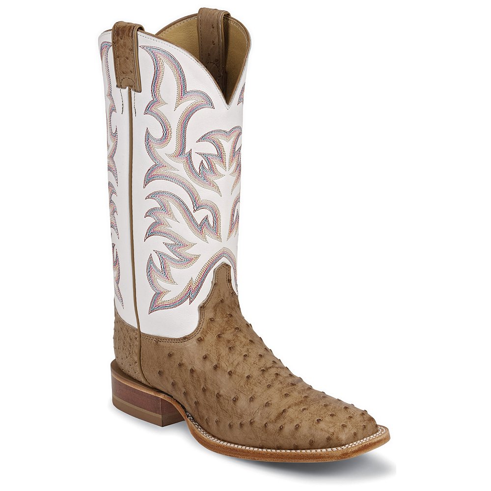 Justin Men’s Aqha Antique Tan Vintage Full Quill Ostrich Western Boot