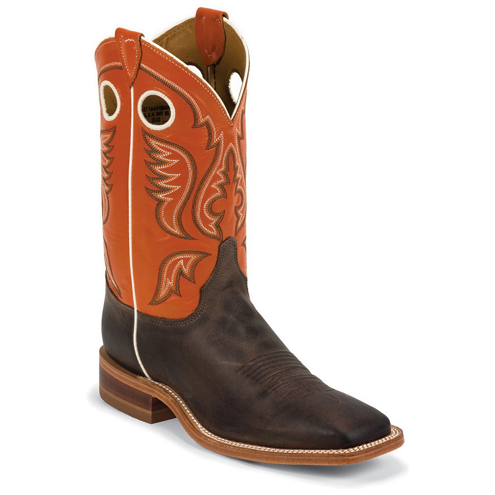 Justin Men's Bent Rail Chocolate America Cow Western Boots