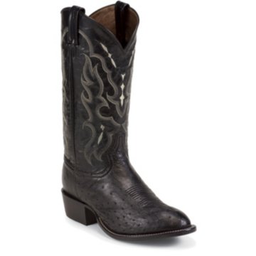 Tony Lama Black Smooth Ostrich - CT871