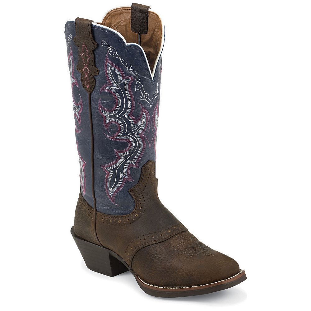 Justin Women’s Stampede Dark Brown Rawhide Western Boots Bubblespace