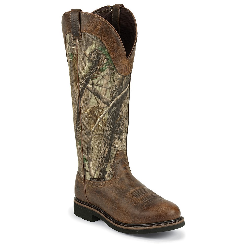 justin men's rugged tan stampede steel toe work boots