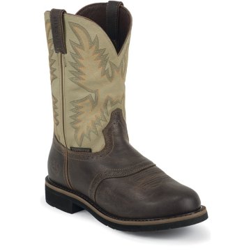 Justin Original Work Waxy Brown Waterproof Steel Toe - WK4663