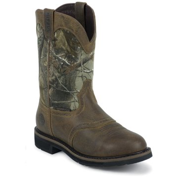 justin men's rugged cowhide waterproof wellington work boots